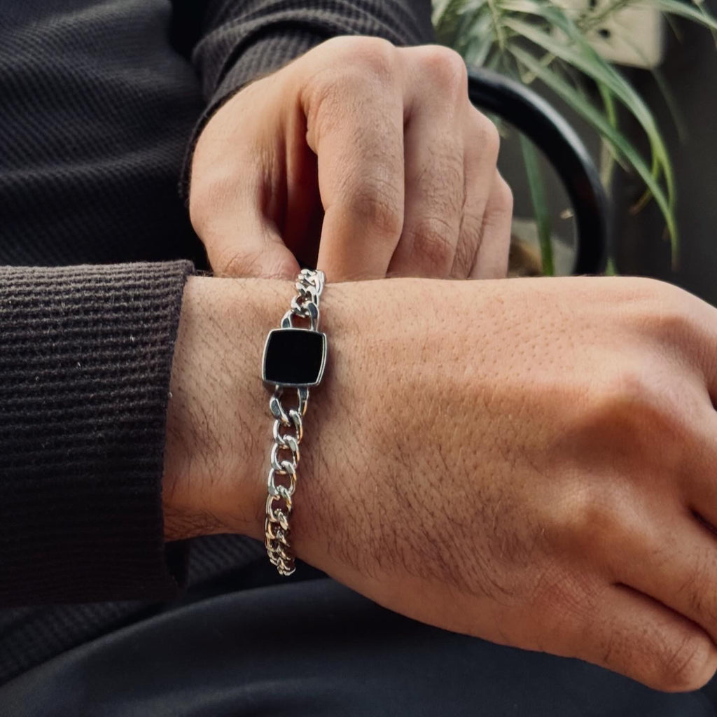 Black Stone Cuban Bracelet