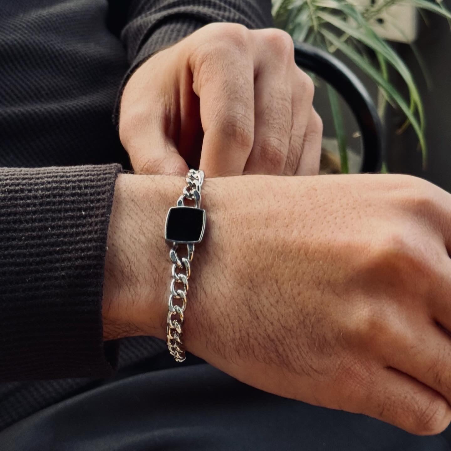 Black Stone Cuban Bracelet