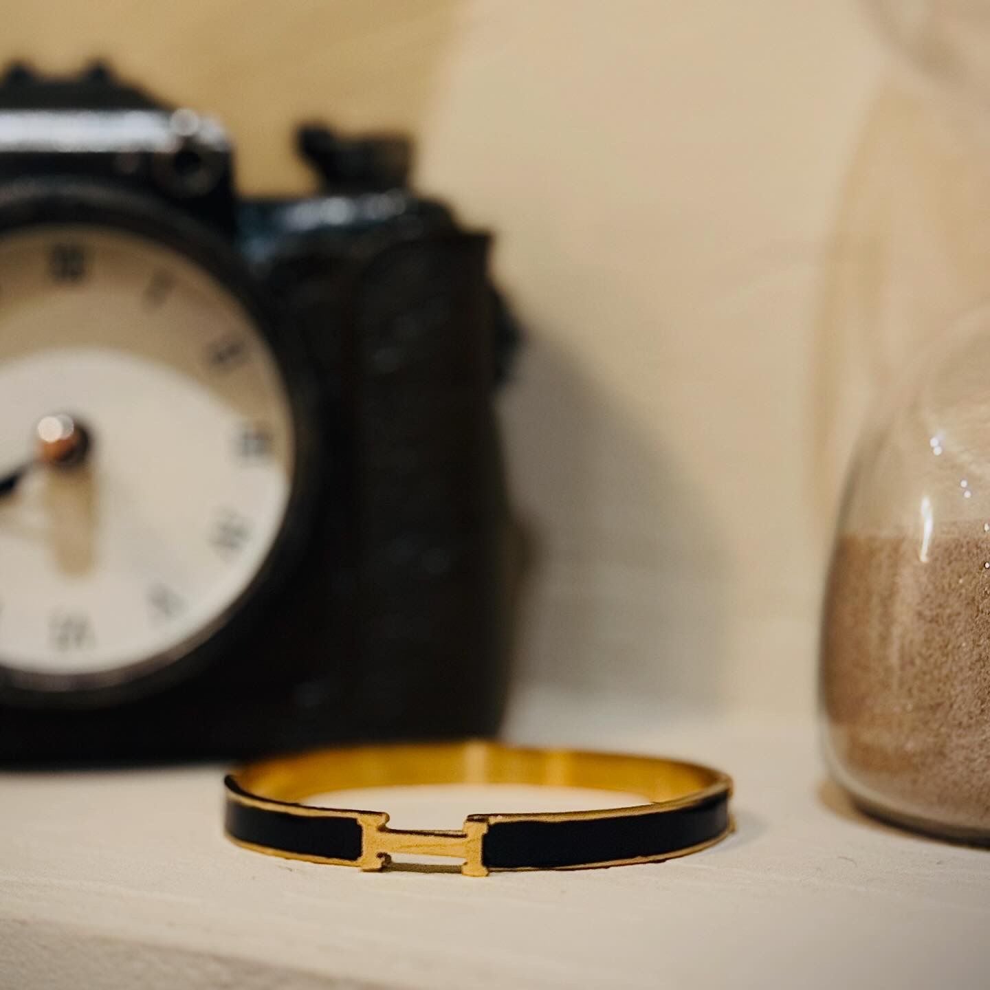 Narrow Black H Bracelet